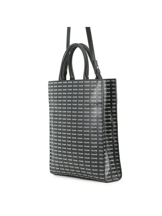 Celine Tote Small Vertical Cabas Logo All Over Pattern 2-Way Black - Picture 2 of 10